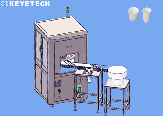 Inspectiemachine voor tandpastadopjes met geautomatiseerde materiaalbehandeling