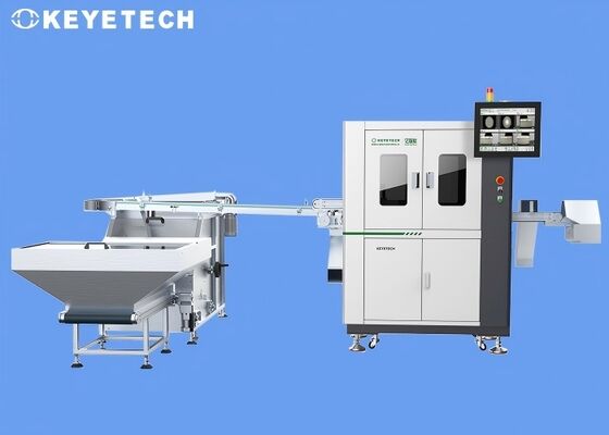 Machine voor visuele inspectie van flip-top sluitingen op stijve plastic verpakkingen